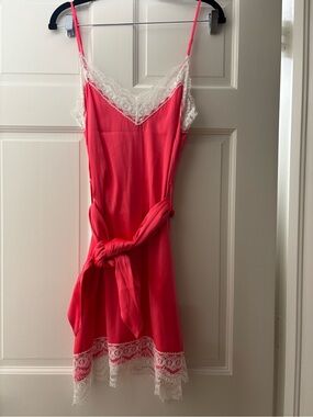 Miguelina Women's cantaloupe/ Pink Lace-Trim Slip Dress